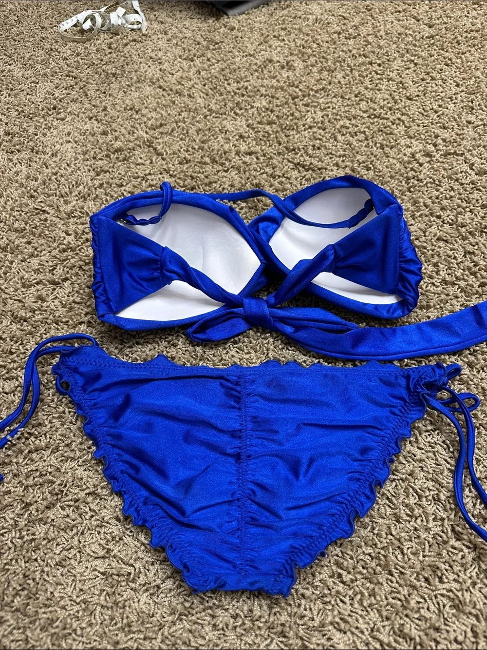 Luli Fama Cobalt Blue Twist Bandeau Bikini Top
